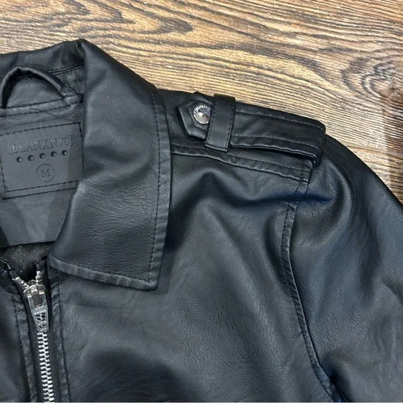 Blank NYC Black Bomber Jacket with Red and White Stripes - Size M - Picture 5 of 11